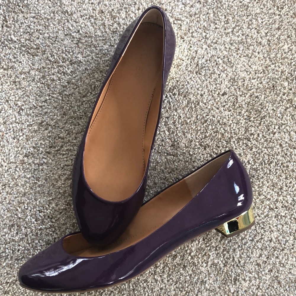 Harper gold heel patent flats